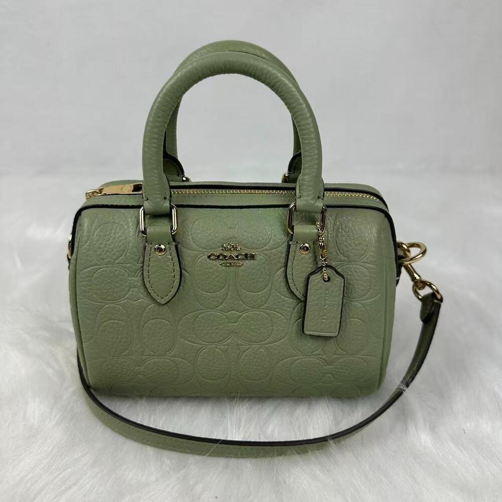 Coach Mini Rowan Crossbody Bag In Signature Leather Gold/Pistachio CEW07 NWT